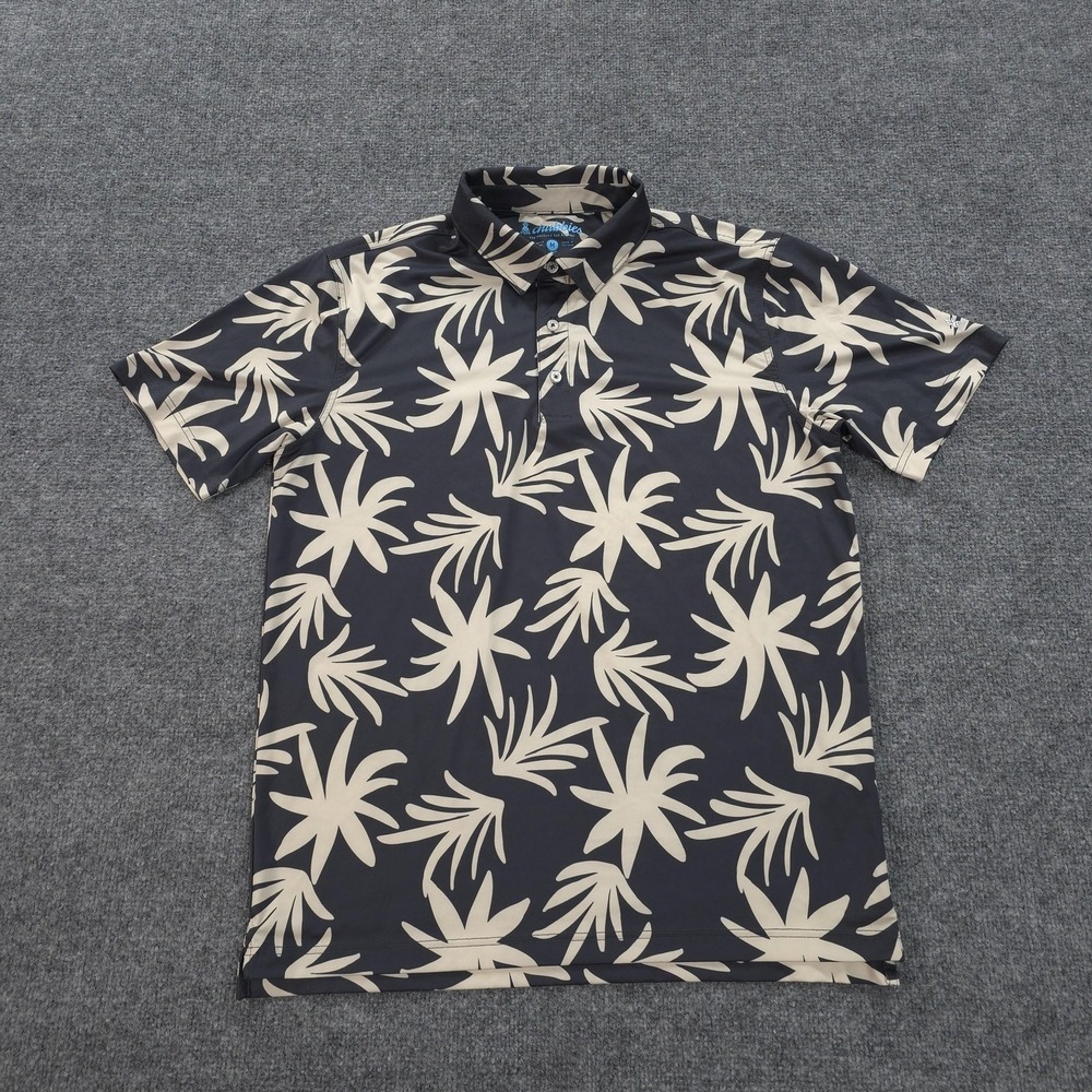 Chubbies Polo Shirt Mens M Blue Palm Print Tropical Performance Stretch Golf - Picture 2 of 9